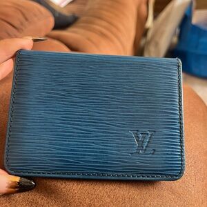 Blue Louis Vuitton Epi Leather Cardholder Wallet